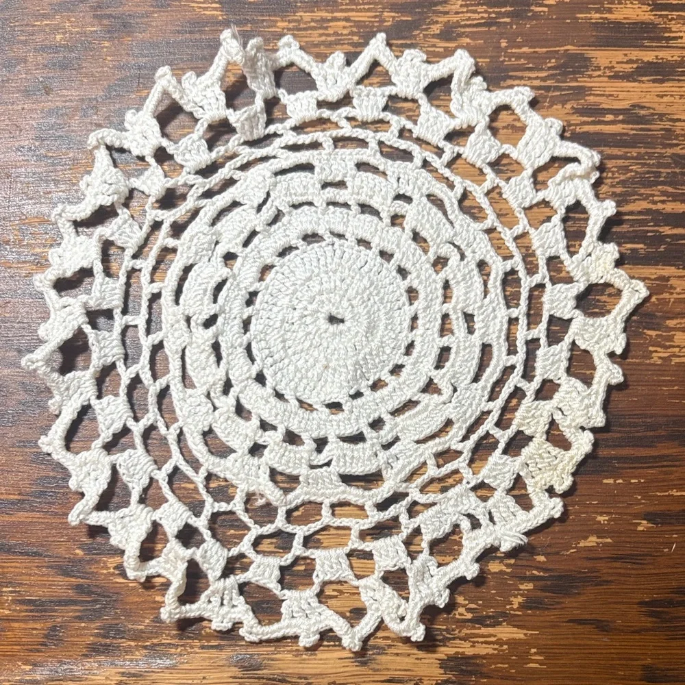 Elegant Cream Crochet Doily Furniture Cover